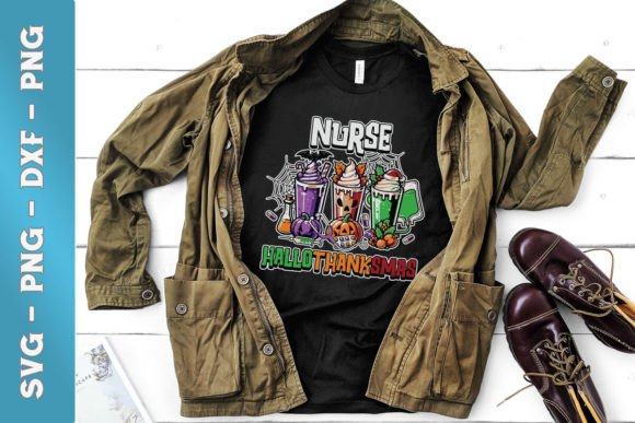 Hallothanksmas Coffee Nurse SVG for Crafts and Graphics